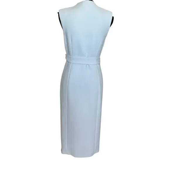 Ted Baker White Wrap Midi Dress Size 4 Suiting Career Professional Designer $575
